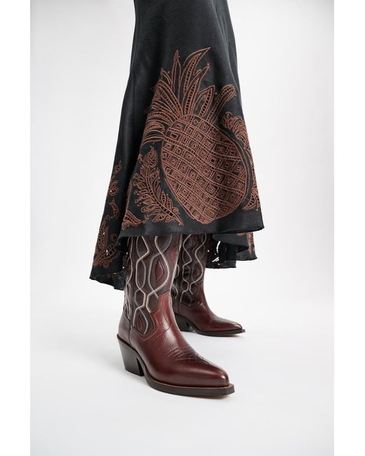Dorothee Schumacher Brown Embroidered Cowboy Boots