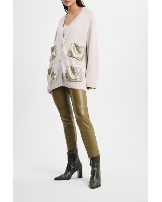 Dorothee Schumacher White Cardigan With Sequin Pockets