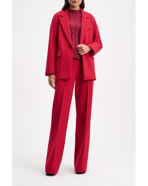 Dorothee Schumacher Red Transparent Turtleneck Sweater With Cable Pattern