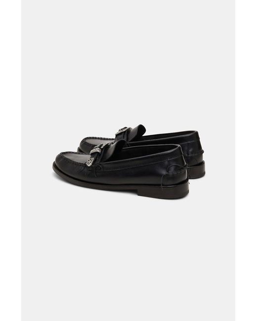 Dorothee Schumacher Black Calfskin Loafers With Hand Stitching And Western Buckle