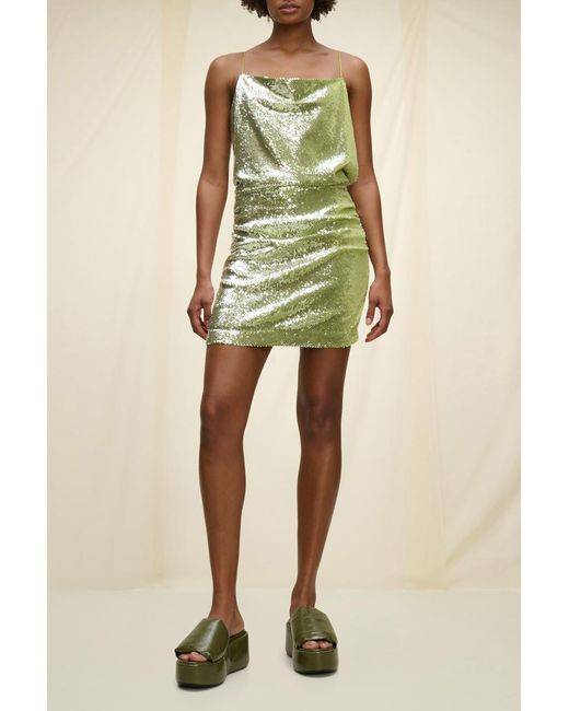 Dorothee Schumacher Green Sequin Backless Minidress With Bandeau