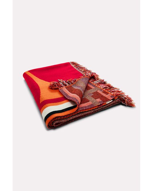 Dorothee Schumacher Red Wool Blanket With Good Luck Clover Motif