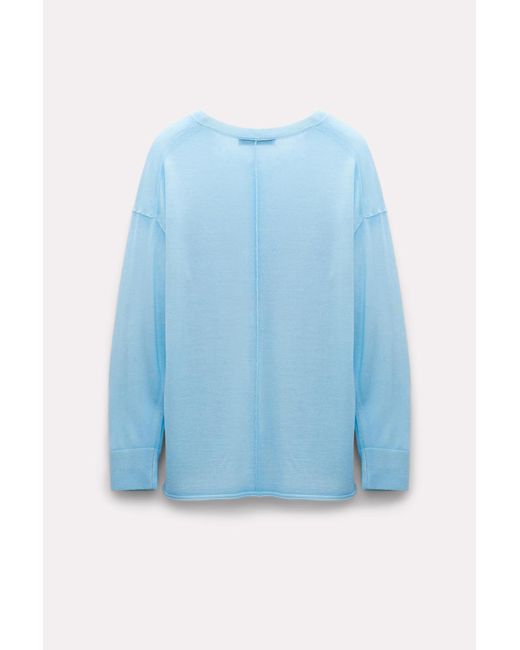 Dorothee Schumacher Blue Merino-silk Sweater With Exposed Seams