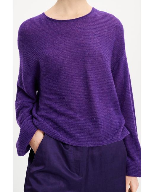 Dorothee Schumacher Purple Round Neck Sweater With Fitted Cuffs