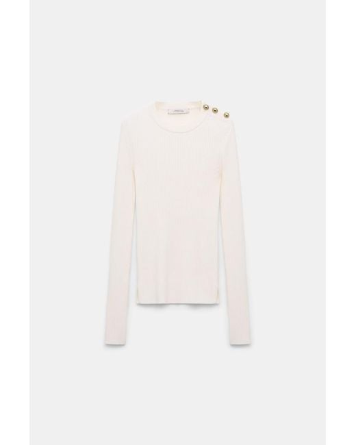 Dorothee Schumacher White Wool-Silk Blend Ribbed Pullover