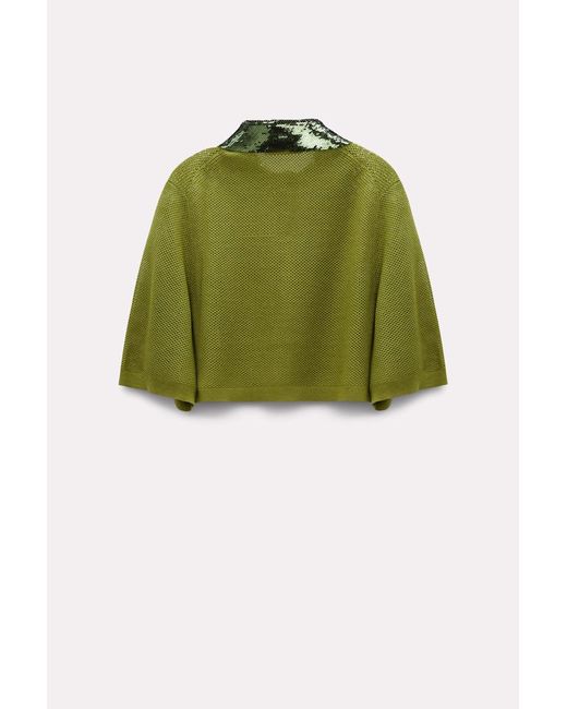 Dorothee Schumacher Green Pointelle Knit Top With Sequin Collar