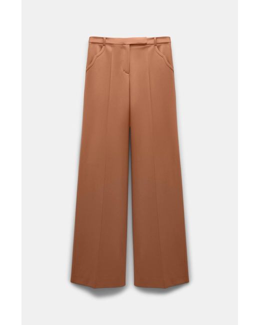 Dorothee Schumacher Brown Wide Leg Pants In Punto Milano With Western Details
