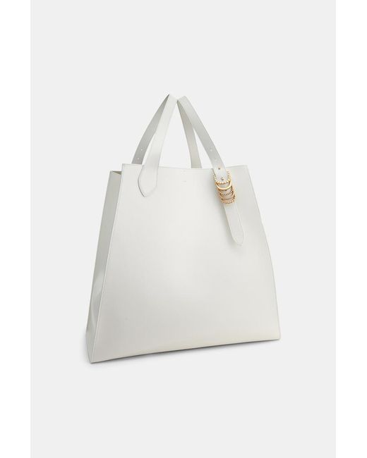Dorothee Schumacher White Xl Tote Bag In Soft Calf Leather With D-ring Hardware