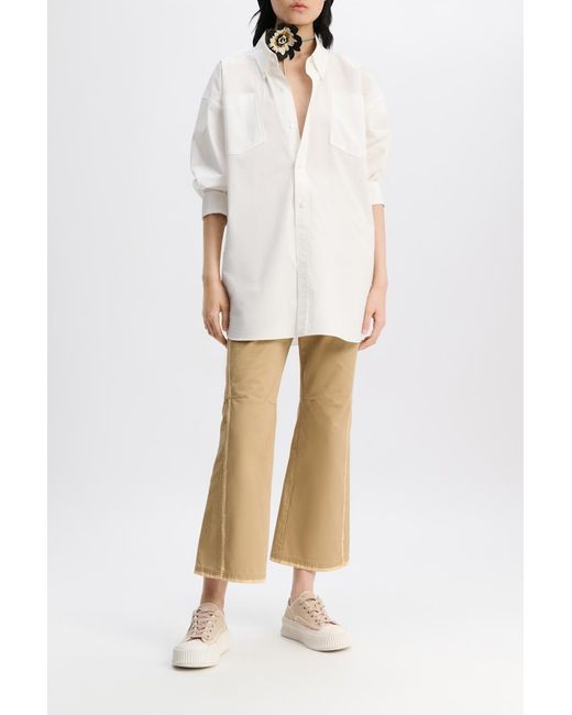 Dorothee Schumacher Natural Cotton Canvas Platform Sneakers With Flower Embroidery