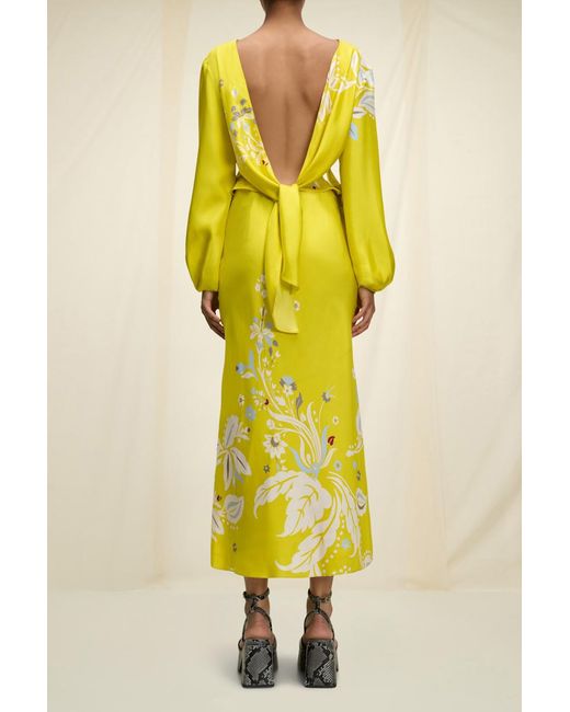 Dorothee Schumacher Yellow Floral Backless Midi Dress