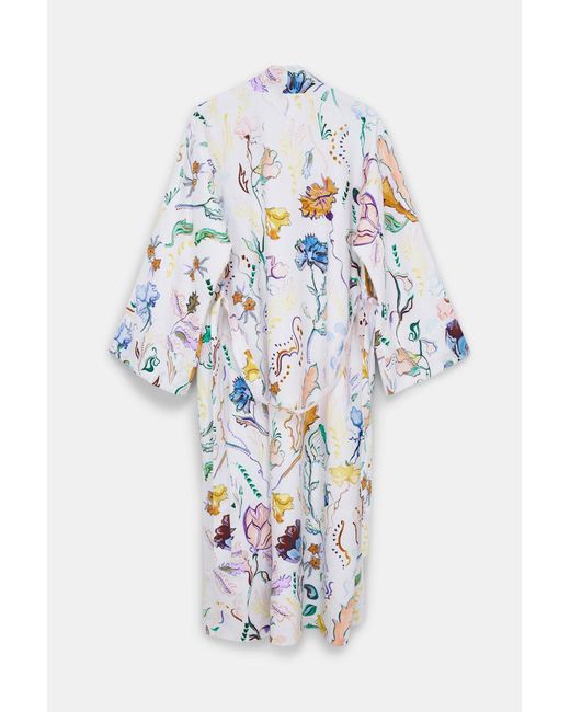 Dorothee Schumacher White Kaftan Mantel aus Leinen mit Signature-Print