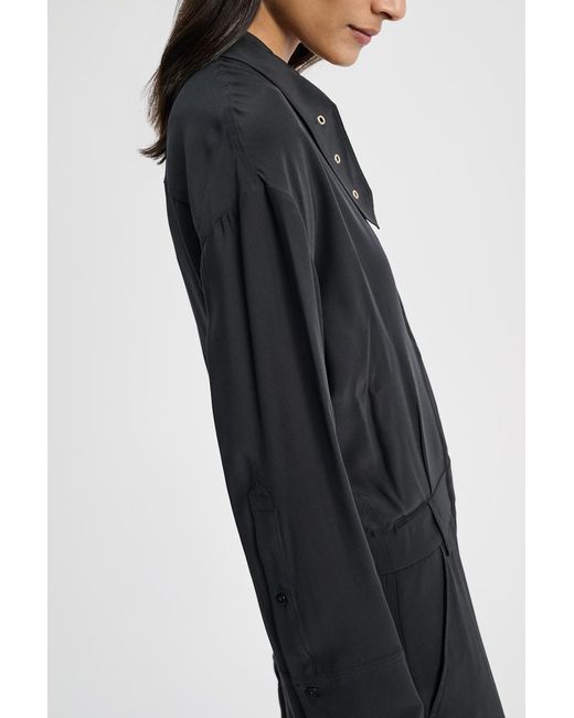 Dorothee Schumacher Black Silk Charmeuse Jumpsuit With Collar Detail