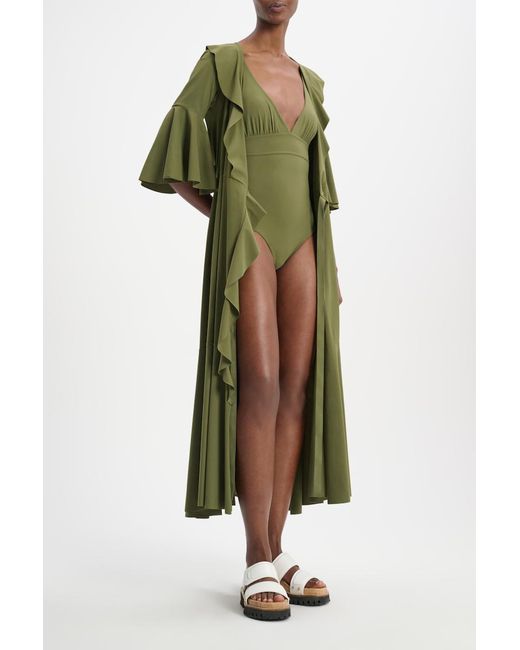 Dorothee Schumacher Green Wrap Front Beach Dress With Flounces