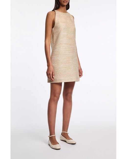 Dorothee Schumacher White Shiftkleid mit Rundhalsausschnitt aus Lurex-Tweed