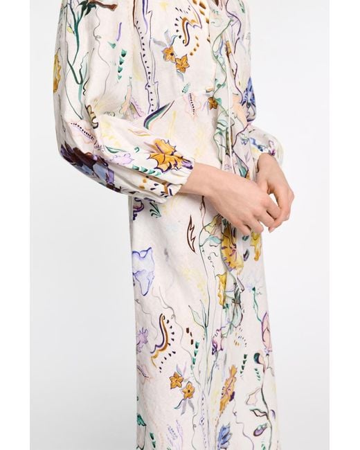 Dorothee Schumacher White Midi-Kleid aus Leinen mit Signature-Print
