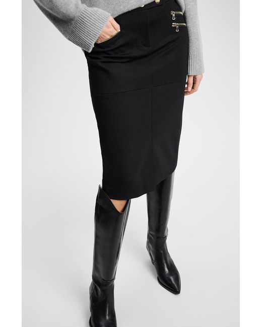 Dorothee Schumacher Black Punto Milano Skirt With Zipper Detailing