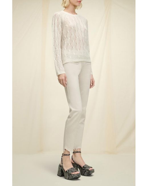 Dorothee Schumacher Natural Transparent Turtleneck Sweater With Cable Pattern