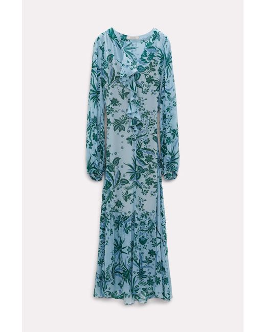 Dorothee Schumacher Blue Printed Viscose Dress With Flounces