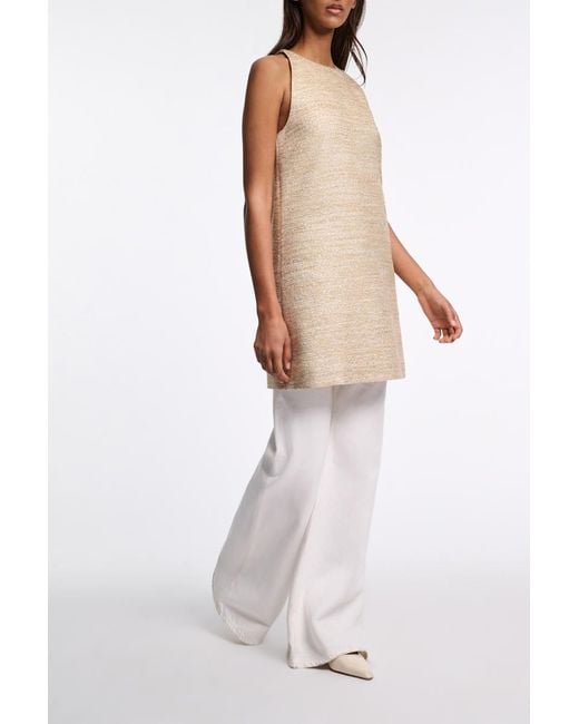 Dorothee Schumacher White Shiftkleid mit Rundhalsausschnitt aus Lurex-Tweed