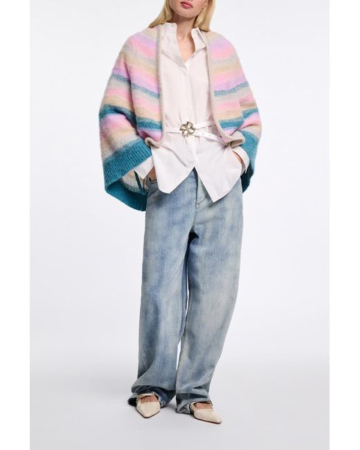 Dorothee Schumacher Multicolor Extra Soft Cashmere Stripe Cape-Cardigan