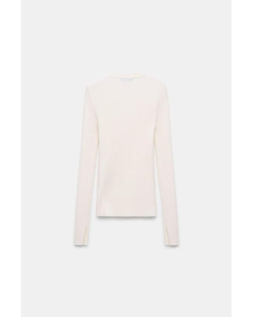 Dorothee Schumacher White Wool-Silk Blend Ribbed Pullover