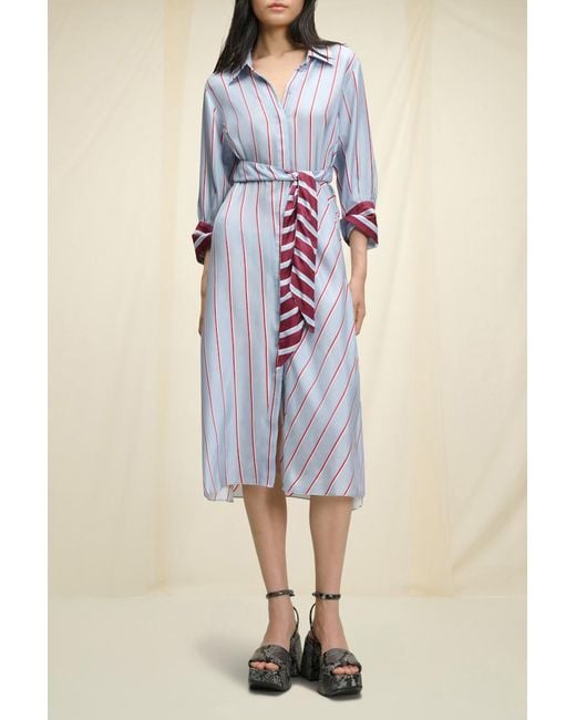 Dorothee Schumacher White Striped Silk Shirtdress