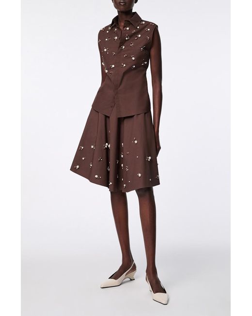 Dorothee Schumacher Brown Von Hand bestickte, ärmellose Bluse