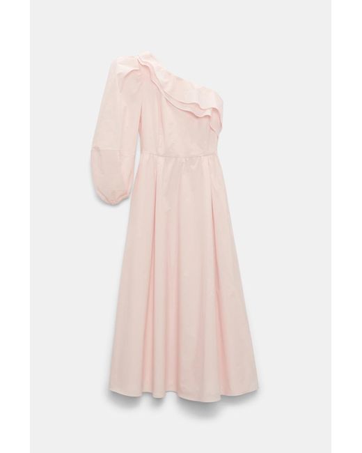 Dorothee Schumacher Pink Asymmetrisches Midi-Kleid mit Maxi-Blumenbrosche