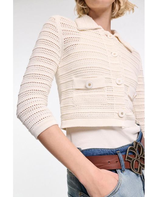 Dorothee Schumacher White Verkürzte Jacke mit Pointelle-Struktur