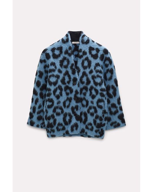 Dorothee Schumacher Blue Cardigan With A Leopard Print Pattern