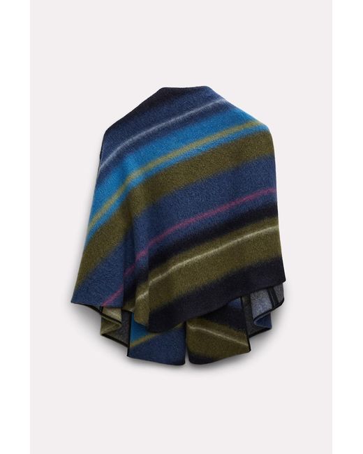 Dorothee Schumacher Blue Cape-style Jacket In A Striped Wool Blend