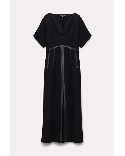 Dorothee Schumacher Black Kleid aus Punto Milano mit Details aus Eco-Leder