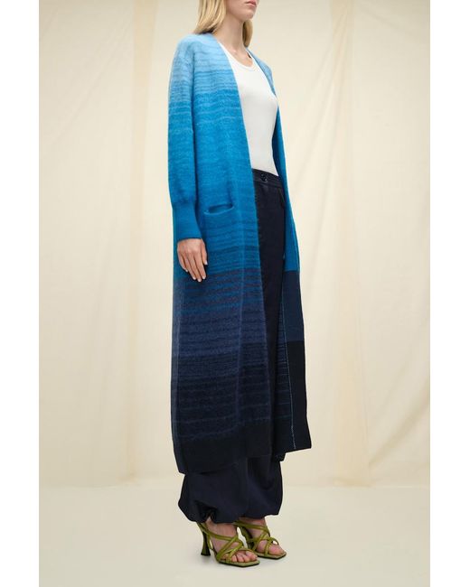 Dorothee Schumacher Blue Color Fade Wool-mohair Cardigan Coat