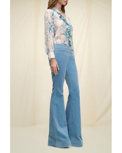 Dorothee Schumacher Blue Printed Viscose Patch Blouse With Flounces