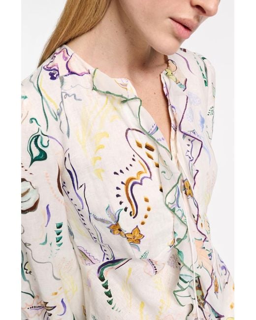 Dorothee Schumacher White Midi-Kleid aus Leinen mit Signature-Print