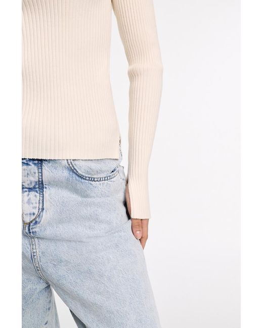 Dorothee Schumacher White Wool-Silk Blend Ribbed Pullover