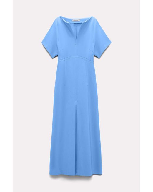 Dorothee Schumacher Blue Kleid aus Punto Milano mit Details aus Eco-Leder