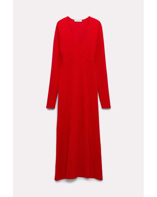 Dorothee Schumacher Red Knit Dress With Seam Detailing