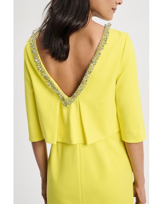 Dorothee Schumacher Yellow Layered-look Dress In Punto Milano With Embellishment