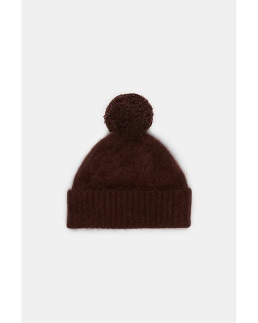 Dorothee Schumacher Brown Fluffy Mütze mit Bommel