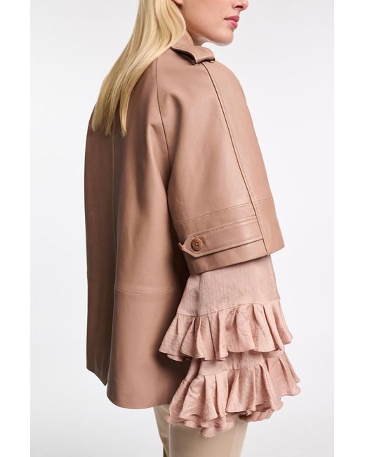 Dorothee Schumacher Brown Kurzmantel aus Lammleder mit Bindegürtel