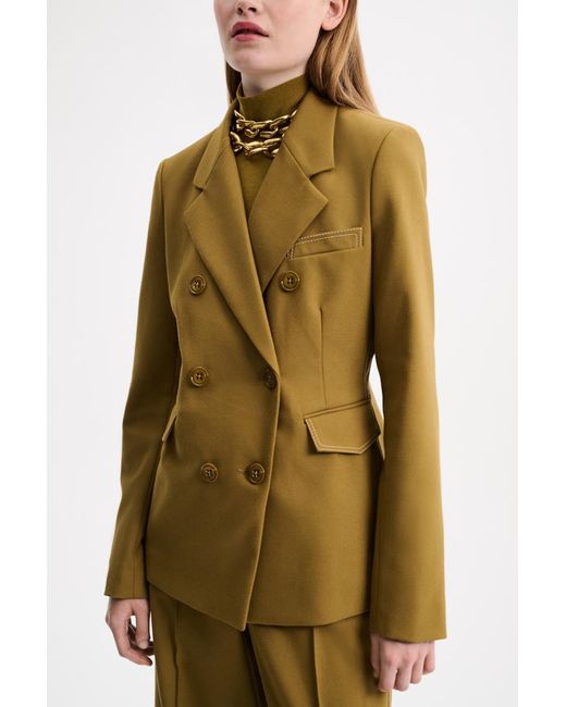 Dorothee Schumacher Green Blazer With Decorative Stitching