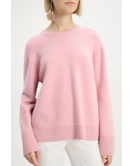 Dorothee Schumacher Pink Soft Round Neck Sweater In Stretch Cashmere