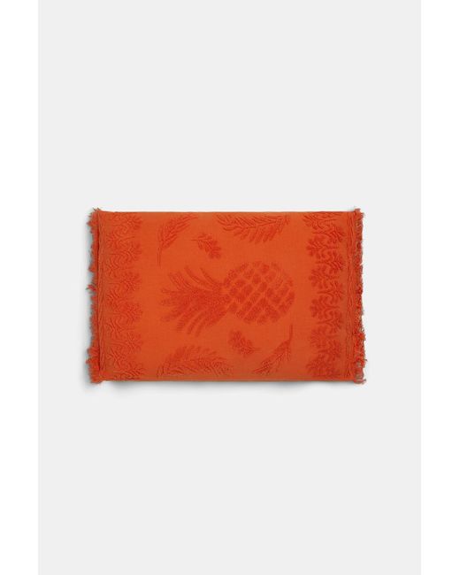 Dorothee Schumacher Orange Cotton Pillow With Woven Jacquard Pineapple Pattern