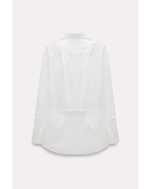 Dorothee Schumacher White Bloused Cotton Poplin Shirt With Waist Seam
