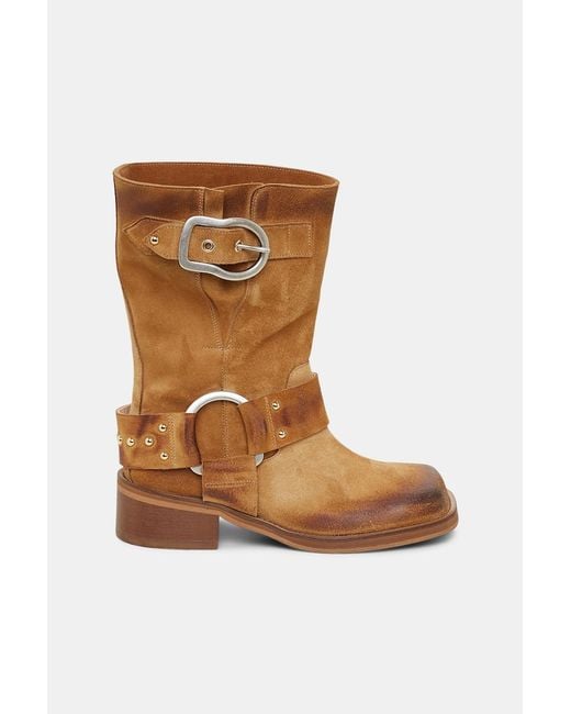 Dorothee Schumacher Brown Bikerboots mit Signature Schließe und Ring