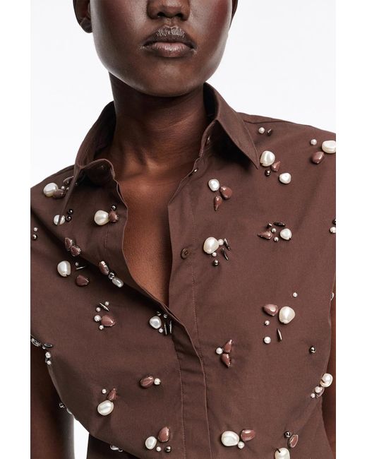 Dorothee Schumacher Brown Von Hand bestickte, ärmellose Bluse