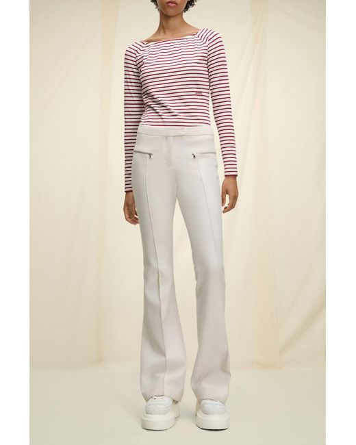 Dorothee Schumacher Embroidered Striped Top With A Bateau Neckline