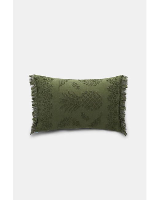Dorothee Schumacher Green Cotton Pillow With Woven Jacquard Pineapple Pattern