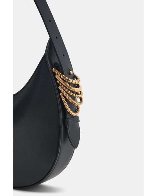 Dorothee Schumacher Black Half Moon Bag In Soft Calf Leather With D-ring Hardware